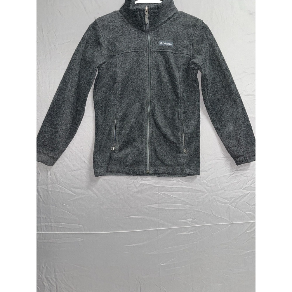Columbia Steens Mountain II Jacket Boys M Charcoal Gray Mock Neck Zip Up Sweater